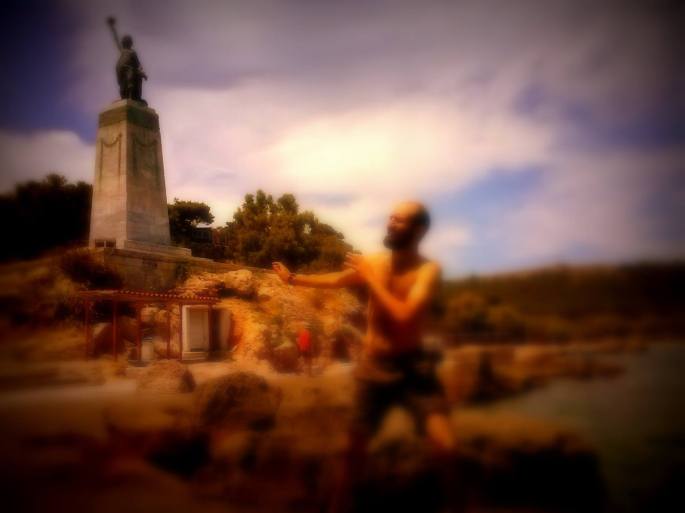 Swimming with my "long shorts" - the best way of taking a bath here, and a very refreshing one indeed! (Photo by Hadikun)