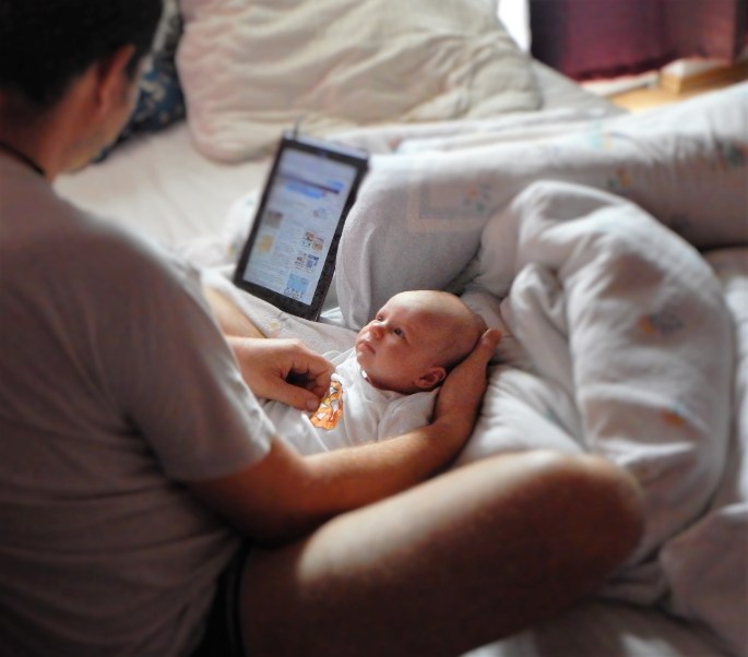 Reading news with Dad